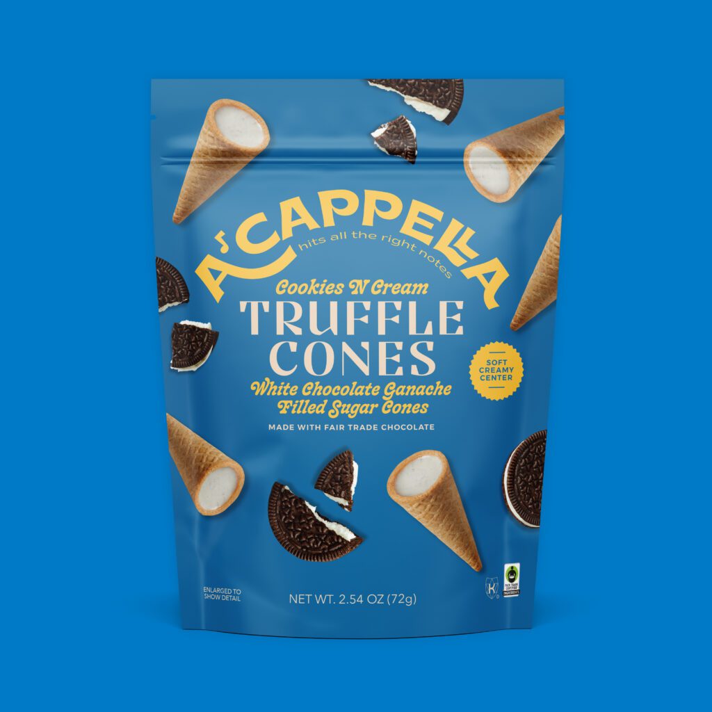 A'cappella Truffle Cones, Handmade Fair Trade Chocolate Treats, Pack of 6, 2.54 oz main image 1