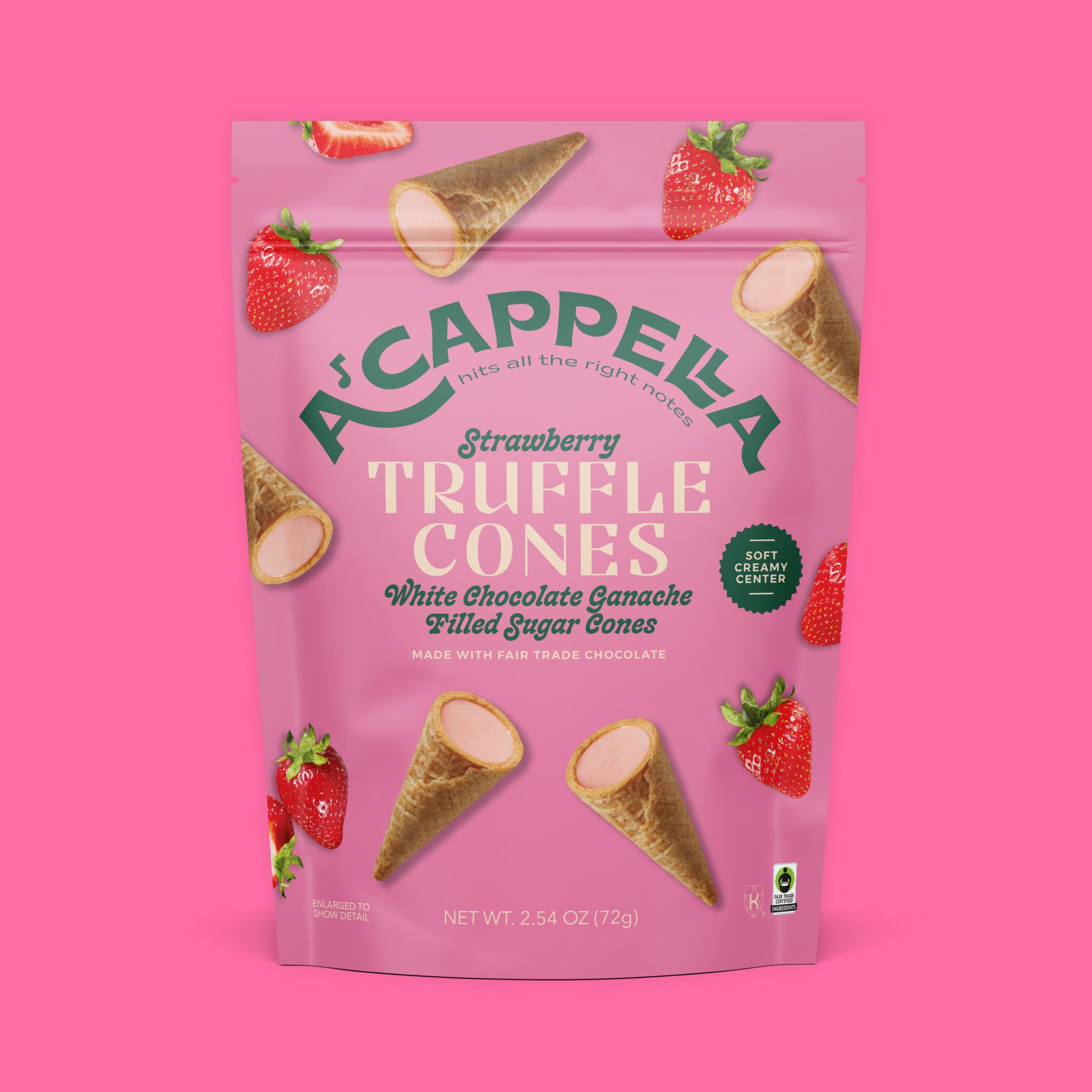 A'cappella Truffle Cones, Handmade Fair Trade Chocolate Treats, Pack of 6, 2.54 oz main image 0