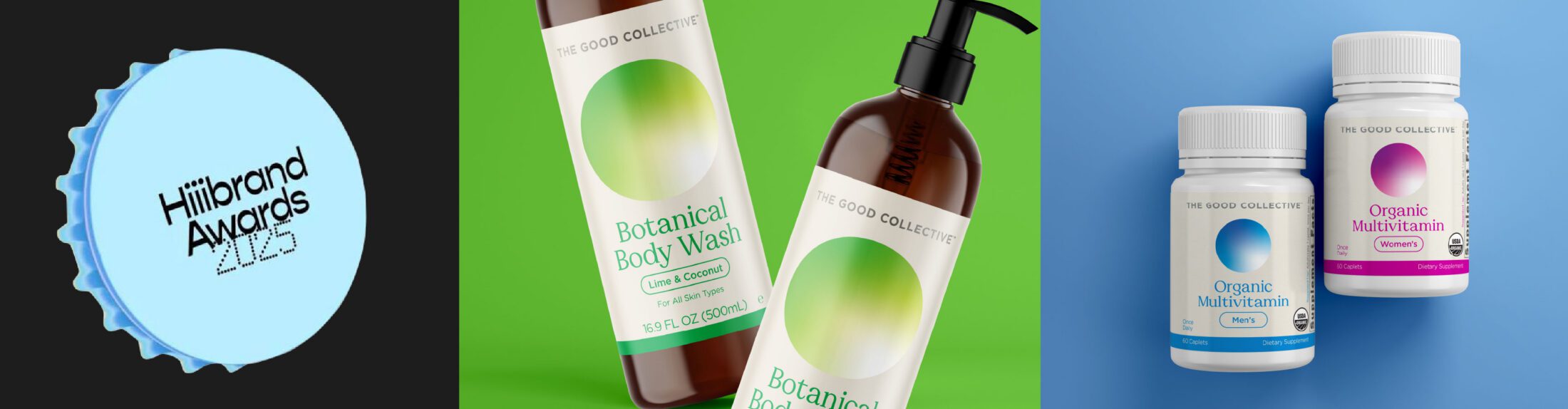 The Creative Pack Wins Hiiibrands 2025 Award for their work on The Good Collective's Hair and Body Care, Vitamins and Protein Powders