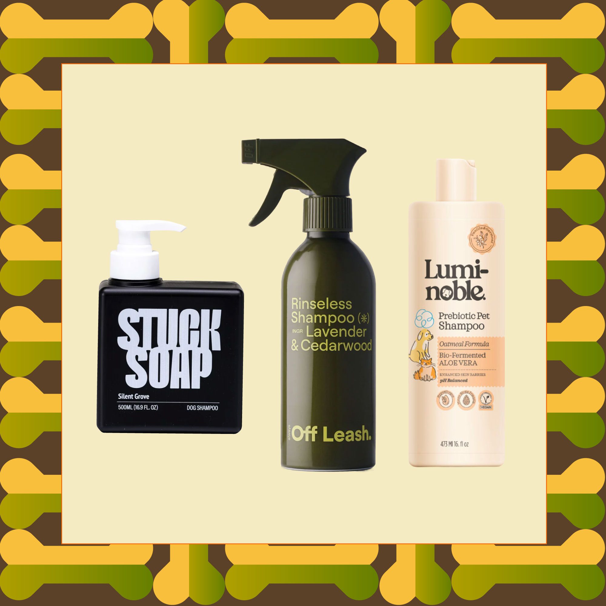 Stuck Soap Silent Grove Dog Shampoo, Off Leash Rinseless Shampoo Lavender & Cedarwood, Luminoble Prebiotic Pet Shampoo Oatmeal Formula